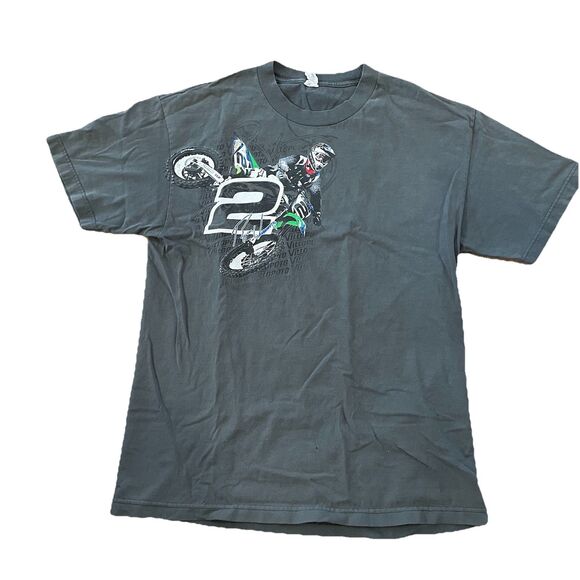 Vintage Y2K Monster Energy Ryan Villopoto Supercross Gray T-Shirt Size Large Tee - Picture 2 of 7